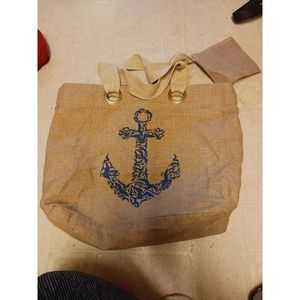 15x20x5 burlap hemp nautical anchor tote bag waterproof liner